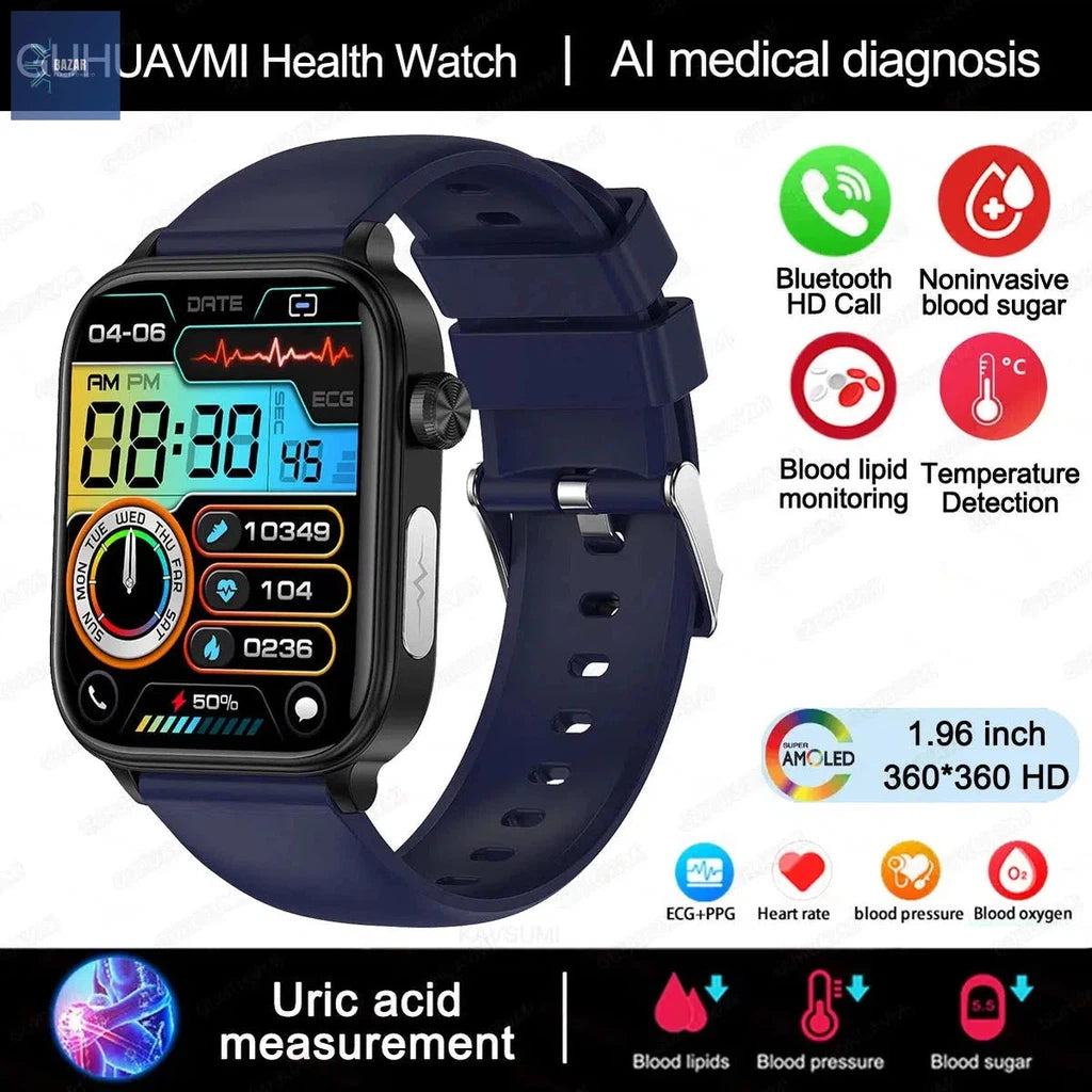 Reloj Inteligente con Diagnóstico Médico: Monitorea Lípidos, Glucosa y ECG en Tiempo Real-BAZAR ELECTRONICO-Blue-BAZAR ELECTRONICO