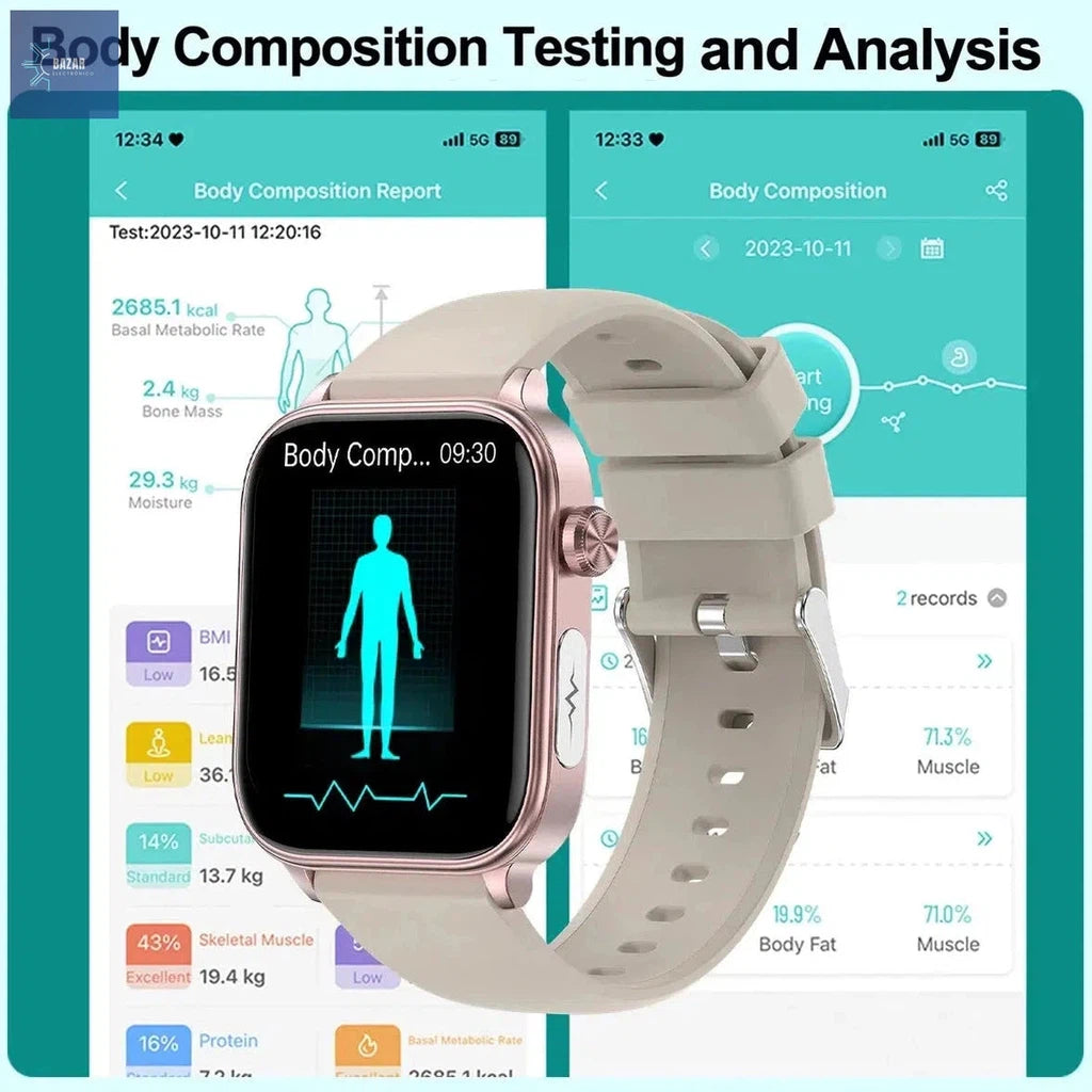 Reloj Inteligente con Diagnóstico Médico: Monitorea Lípidos, Glucosa y ECG en Tiempo Real-BAZAR ELECTRONICO-BAZAR ELECTRONICO