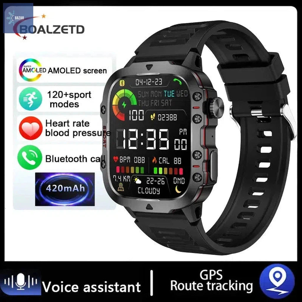 Reloj Militar Xiaomi: Resistencia Extrema y Llamadas Bluetooth con Monitoreo de Salud-BAZAR ELECTRONICO-Silicone black-3TAM Waterproof-BAZAR ELECTRONICO