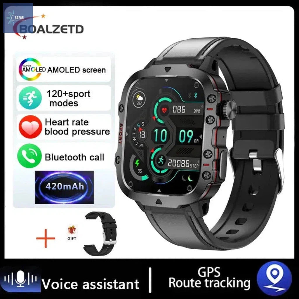 Reloj Militar Xiaomi: Resistencia Extrema y Llamadas Bluetooth con Monitoreo de Salud-BAZAR ELECTRONICO-Belt black-3TAM Waterproof-BAZAR ELECTRONICO