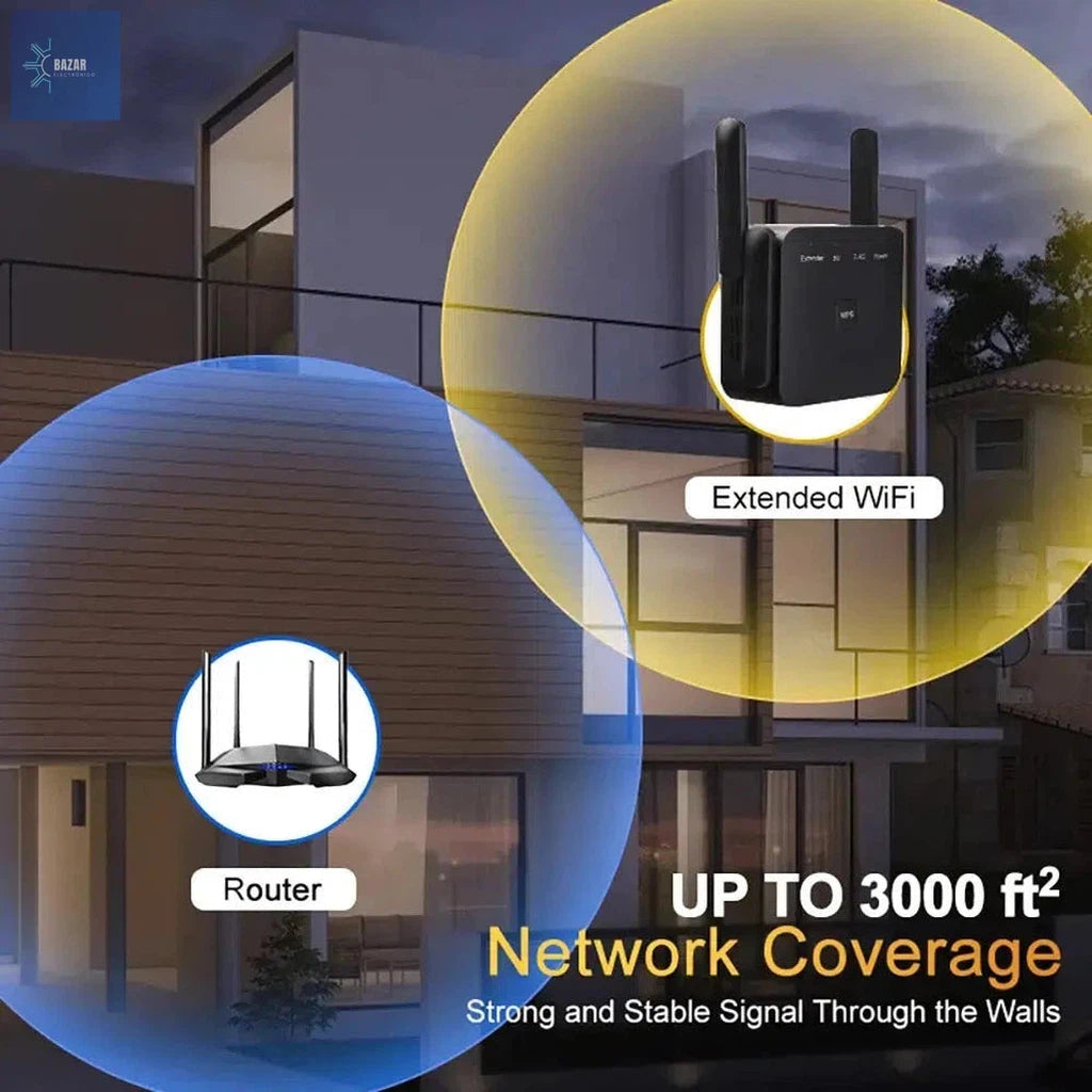 Repetidor WiFi Fvi AC1200: Mejora la Cobertura con Conexión Dual-Band Rápida y Estable-BAZAR ELECTRONICO-BAZAR ELECTRONICO