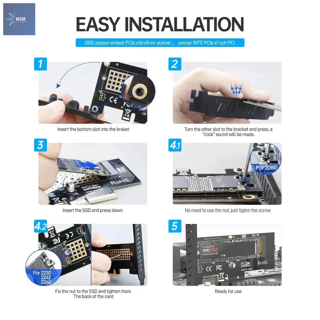 Tarjeta Adaptadora JEYI SK1 M.2 NVMe a PCIe X1 | Expansión de Almacenamiento con Soporte PCIe GEN4-BAZAR ELECTRONICO-BAZAR ELECTRONICO