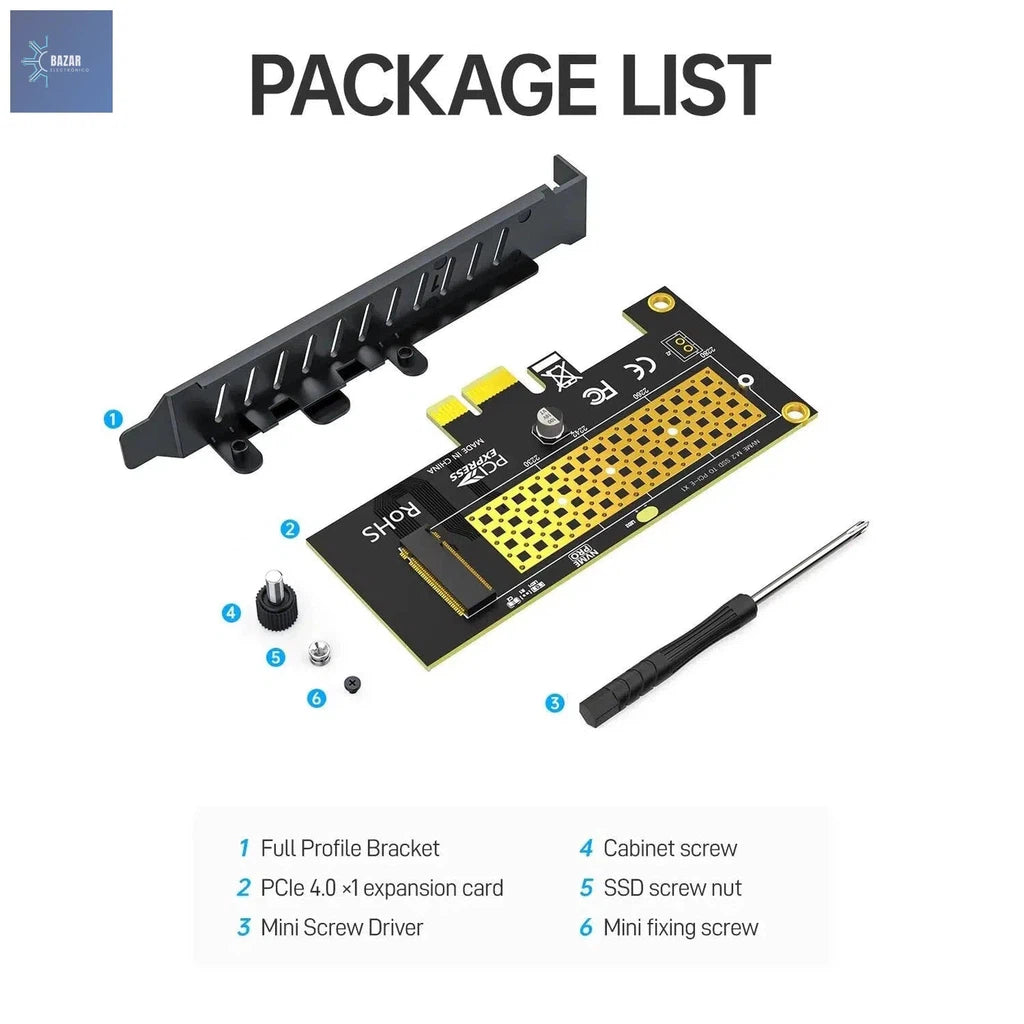 Tarjeta Adaptadora JEYI SK1 M.2 NVMe a PCIe X1 | Expansión de Almacenamiento con Soporte PCIe GEN4-BAZAR ELECTRONICO-BAZAR ELECTRONICO