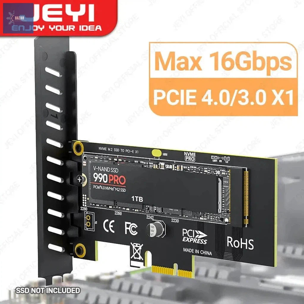 Tarjeta Adaptadora JEYI SK1 M.2 NVMe a PCIe X1 | Expansión de Almacenamiento con Soporte PCIe GEN4-BAZAR ELECTRONICO-BAZAR ELECTRONICO