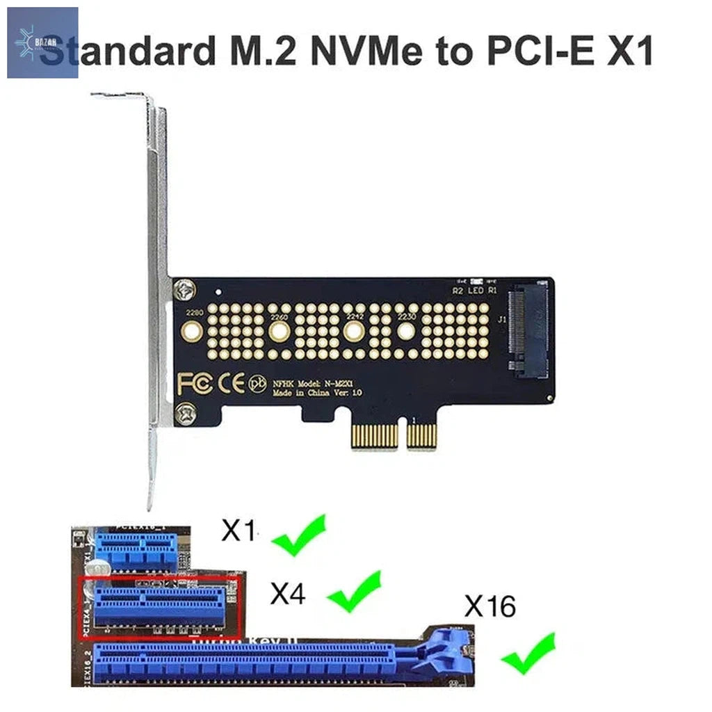 Tarjeta Adaptadora M.2 NVMe a PCIe 4.0 X1/X4 | Expansión de Almacenamiento con Velocidad de 64Gbps-BAZAR ELECTRONICO-NVMe to PCIE X1-BAZAR ELECTRONICO