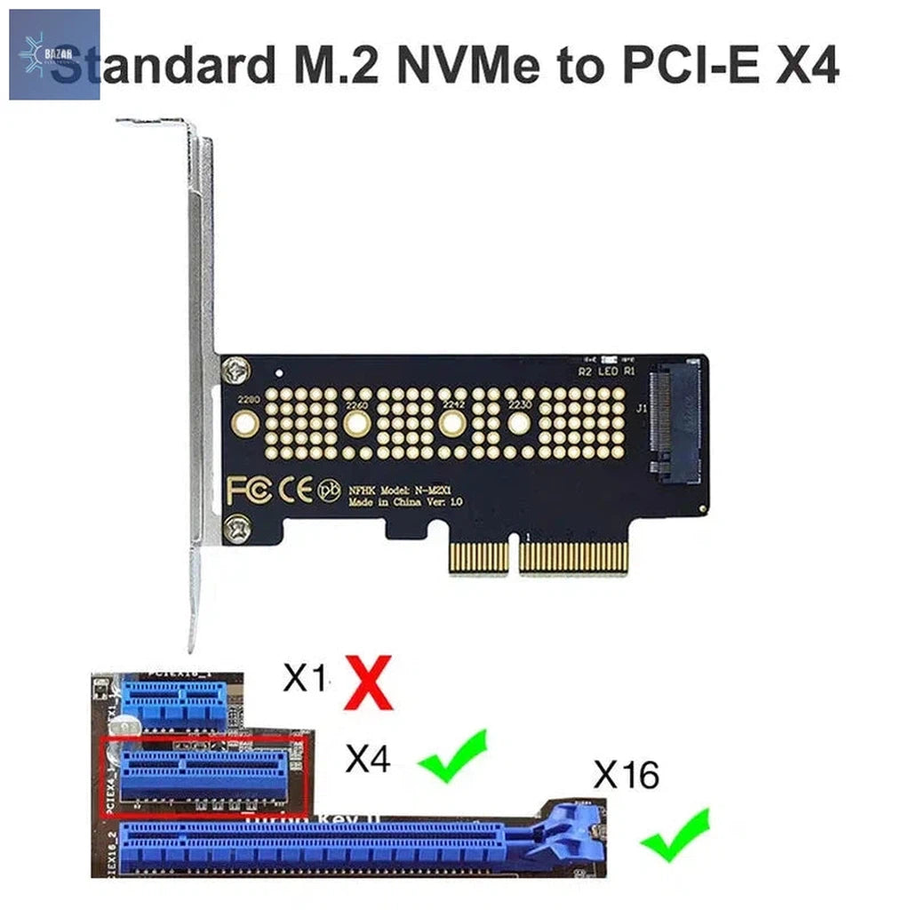 Tarjeta Adaptadora M.2 NVMe a PCIe 4.0 X1/X4 | Expansión de Almacenamiento con Velocidad de 64Gbps-BAZAR ELECTRONICO-NVMe to PCIE X4-BAZAR ELECTRONICO