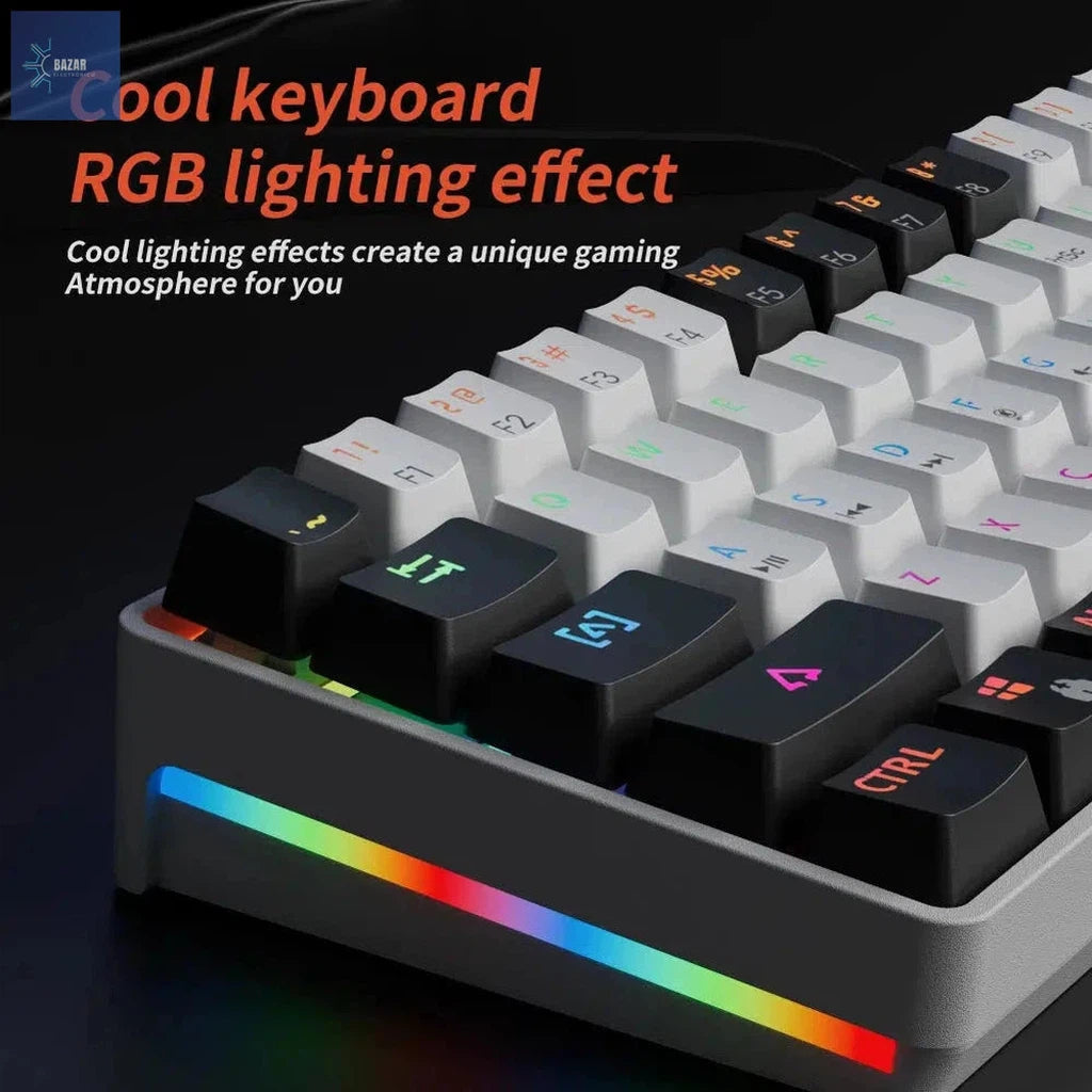 Teclado Mecánico MUCAI MK61 con Switches Rojos y RGB | Rendimiento Superior para Gaming y Portabilidad-BAZAR ELECTRONICO-BAZAR ELECTRONICO