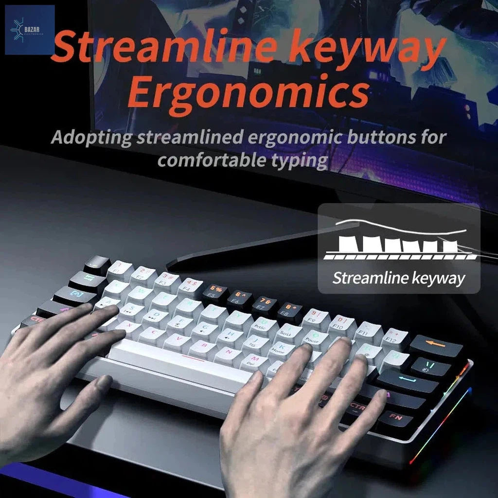 Teclado Mecánico MUCAI MK61 con Switches Rojos y RGB | Rendimiento Superior para Gaming y Portabilidad-BAZAR ELECTRONICO-BAZAR ELECTRONICO