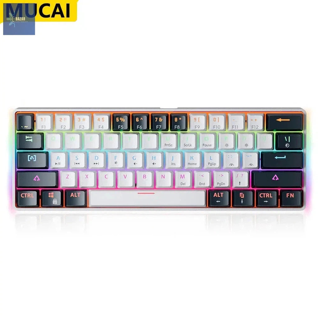 Teclado Mecánico MUCAI MK61 con Switches Rojos y RGB | Rendimiento Superior para Gaming y Portabilidad-BAZAR ELECTRONICO-BAZAR ELECTRONICO